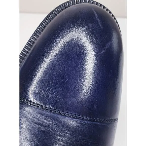 COLE HAAN Cap Toe Oxford Men's Leather Dress Shoes Navy Basket Weave Size 9M