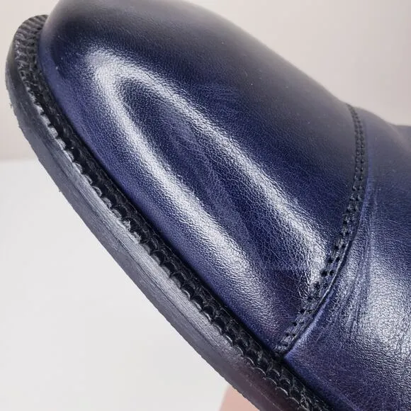 COLE HAAN Cap Toe Oxford Men's Leather Dress Shoes Navy Basket Weave Size 9M