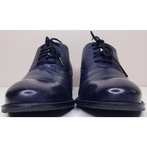COLE HAAN Cap Toe Oxford Men's Leather Dress Shoes Navy Basket Weave Size 9M