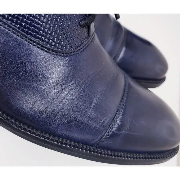 COLE HAAN Cap Toe Oxford Men's Leather Dress Shoes Navy Basket Weave Size 9M
