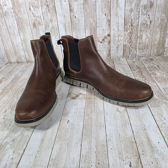 Cole Haan Chelsea Boots Leather Dress Casual Comfort Brown Mens Size 12M