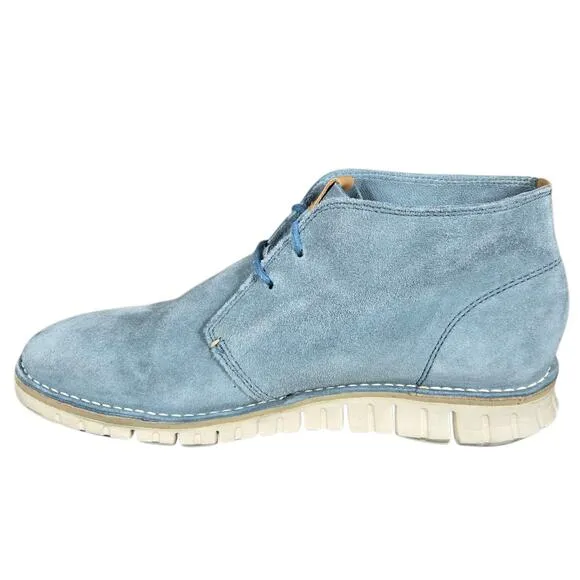 Cole Haan Chukka Boots Mens 11 Blue Suede Leather Zerogrand Lace Up Casual
