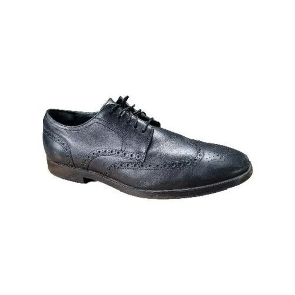 Cole Haan Grand OS Jefferson Shoes Black Leather Mens 9.5 M Oxford Dress C23793