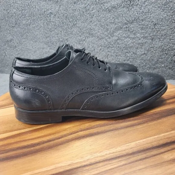 Cole Haan Grand OS Jefferson Shoes Black Leather Mens 9.5 M Oxford Dress C23793