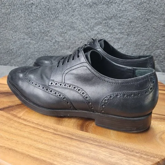 Cole Haan Grand OS Jefferson Shoes Black Leather Mens 9.5 M Oxford Dress C23793