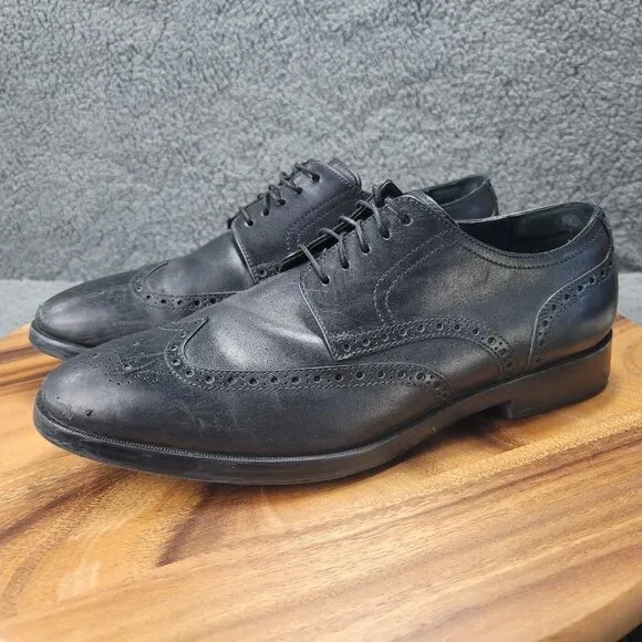 Cole Haan Grand OS Jefferson Shoes Black Leather Mens 9.5 M Oxford Dress C23793