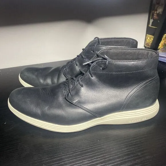 Cole Haan Grand Tour Mens Leather Casual Chukka Boots Size 10.5 M Black C31366