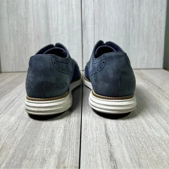 Cole Haan Grand.OS ZeroGrand WingTip Oxford Blue Dress Shoes Mens Size 11.5