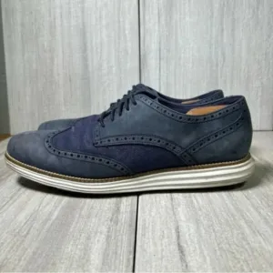 Cole Haan Grand.OS ZeroGrand WingTip Oxford Blue Dress Shoes Mens Size 11.5