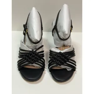 Cole Haan, Jitney Knot Wedge Sandals, Black Leather, Size 8B