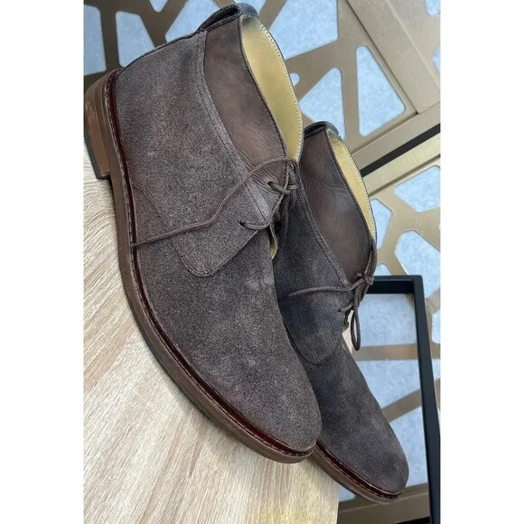 COLE HAAN Men Colton Chukka Boots Suede Leather Sz 13 M Brown Shoes
