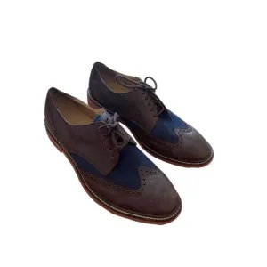 Cole Haan Mens Brown Blue Grand OS Leather Wingtip Oxfords Dress Shoes Size 10.5