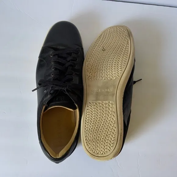COLE Haan Mens Sneakers Tennis Shoes Black Leather Laceup Size 12 M