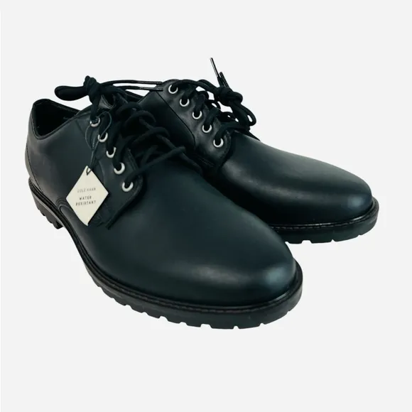 Cole Haan Midland Lug Plain Toe Oxford Dress Shoes Black C38472 Mens Size 10.5