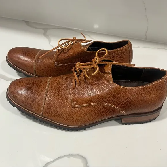 Cole Haan NikeAir men's pebble leather tan Oxford dress shoes size 10M -SEE WEAR