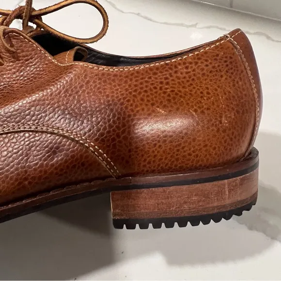 Cole Haan NikeAir men's pebble leather tan Oxford dress shoes size 10M -SEE WEAR