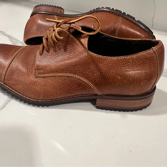 Cole Haan NikeAir men's pebble leather tan Oxford dress shoes size 10M -SEE WEAR