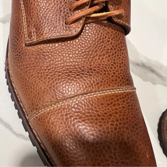 Cole Haan NikeAir men's pebble leather tan Oxford dress shoes size 10M -SEE WEAR