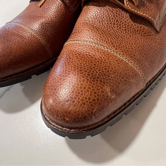 Cole Haan NikeAir men's pebble leather tan Oxford dress shoes size 10M -SEE WEAR