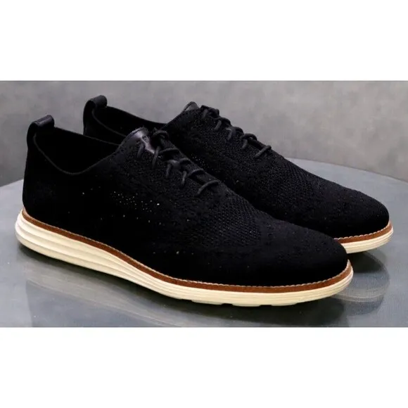 Cole Haan Original Grand $150 Men's Knit Light Oxfords Casual Shoes Sz 8.5 Black