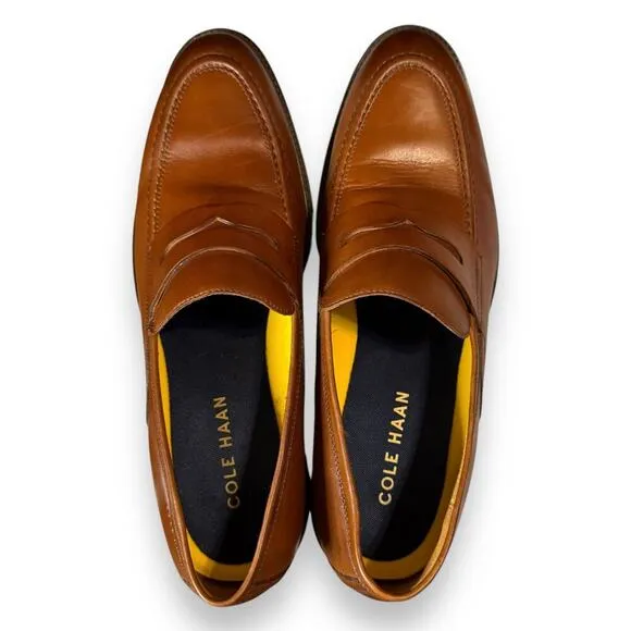 Cole Haan Penny Loafers Mens Hawthorne Brown Leather Moc Toe Cushioned Sz 10.5m