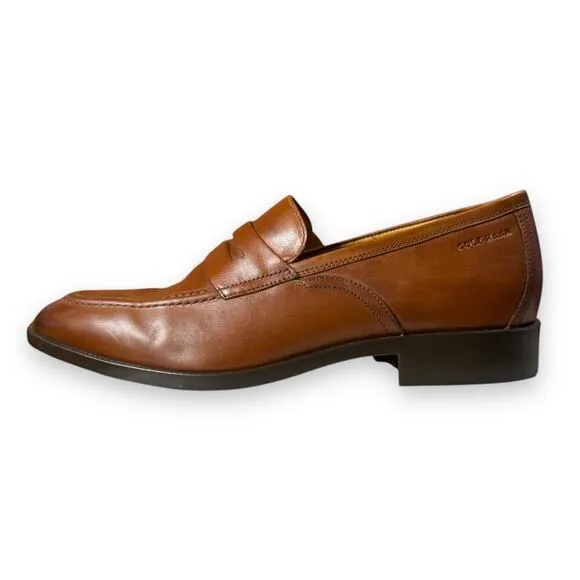 Cole Haan Penny Loafers Mens Hawthorne Brown Leather Moc Toe Cushioned Sz 10.5m
