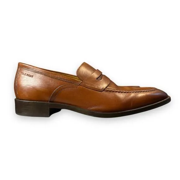 Cole Haan Penny Loafers Mens Hawthorne Brown Leather Moc Toe Cushioned Sz 10.5m