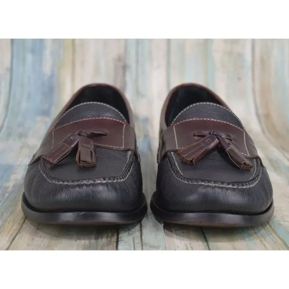 Cole Haan Pinch Tassel Loafers Size 10 Black Brown Leather Dress Shoes C02997