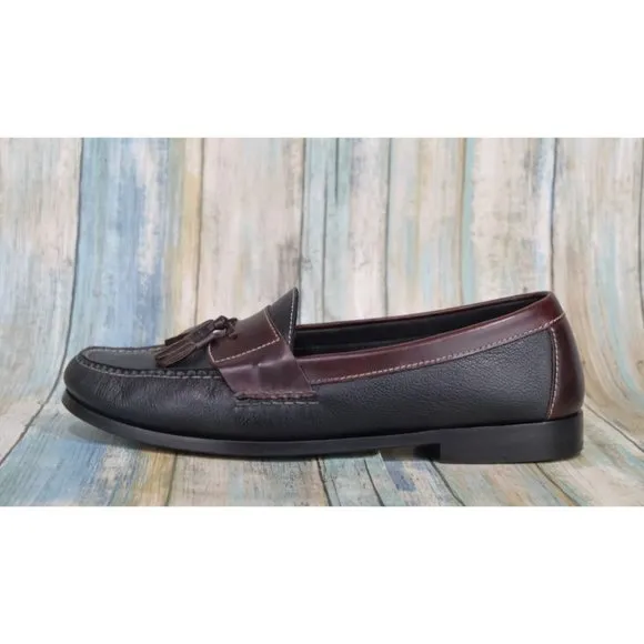 Cole Haan Pinch Tassel Loafers Size 10 Black Brown Leather Dress Shoes C02997
