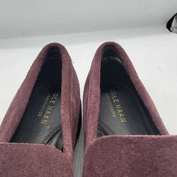 Cole Haan Womens Size 6 Burgundy Newburg Suede Lug Sole Slip On Loafers Shoes