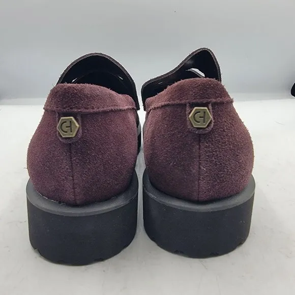 Cole Haan Womens Size 6 Burgundy Newburg Suede Lug Sole Slip On Loafers Shoes
