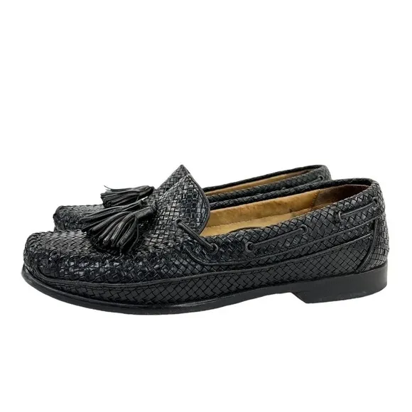 Cole Haan Woven Leather Tassel Dress Loafer Shoes