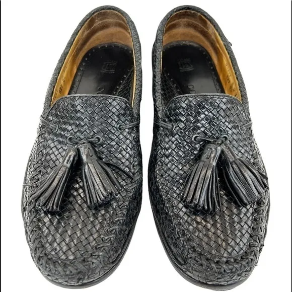 Cole Haan Woven Leather Tassel Dress Loafer Shoes