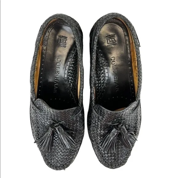 Cole Haan Woven Leather Tassel Dress Loafer Shoes