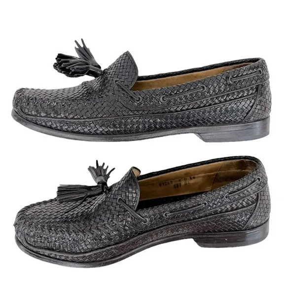 Cole Haan Woven Leather Tassel Dress Loafer Shoes