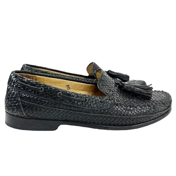 Cole Haan Woven Leather Tassel Dress Loafer Shoes