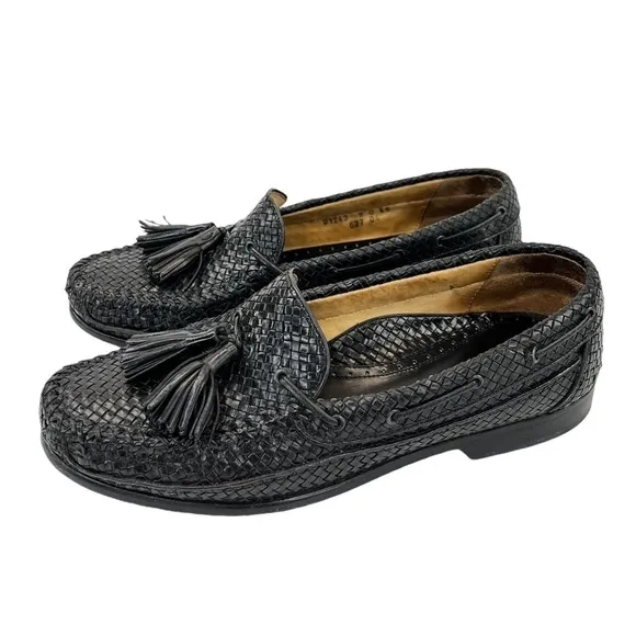 Cole Haan Woven Leather Tassel Dress Loafer Shoes