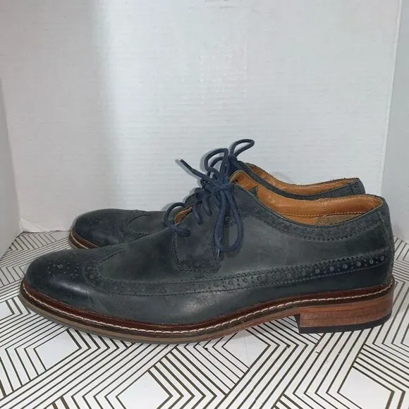 Cole Haan Mens Size 10 Leather Oxford Dress Shoes Blue Wing Tips Lace Up
