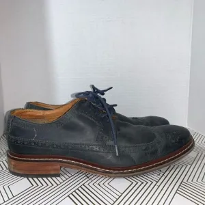 Cole Haan Mens Size 10 Leather Oxford Dress Shoes Blue Wing Tips Lace Up