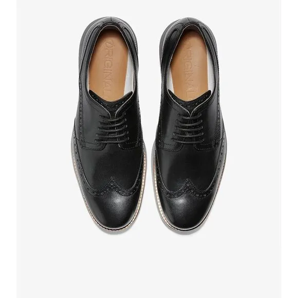 Cole Haan ØriginalGrand Wingtip Oxford Men's 8 Black Leather Dress Shoes ZPO1701