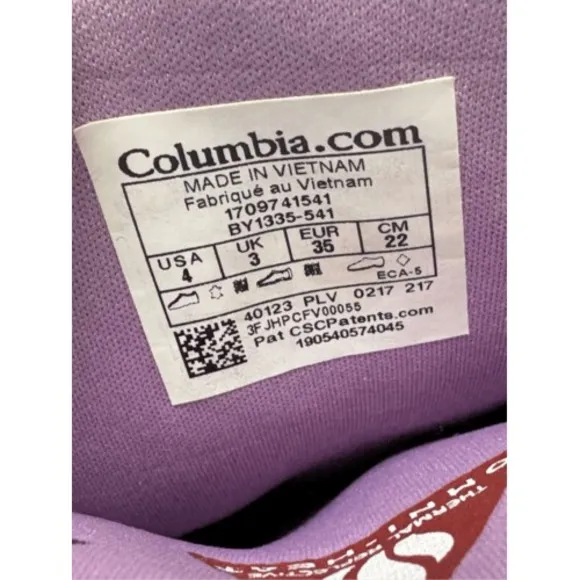 Columbia Boots Waterproof Winter Tall Loveland Kids Girls‎ 4 Purple Pink Lace Up