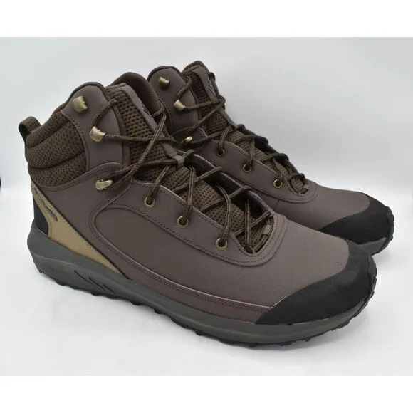Columbia Mens Size 14 Trailstorm Peak Mid Cordovan Black Leather Hiking Boots