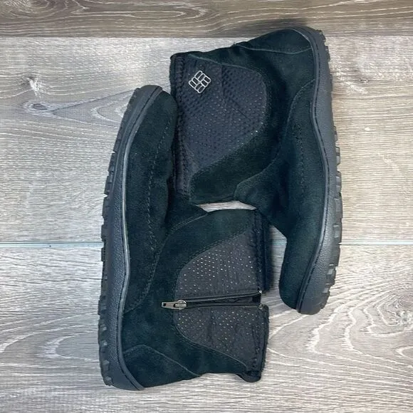 Columbia Omni-Heat Shorty Waterproof Black Suede Women’s Sz 9 Winter Snow Boots