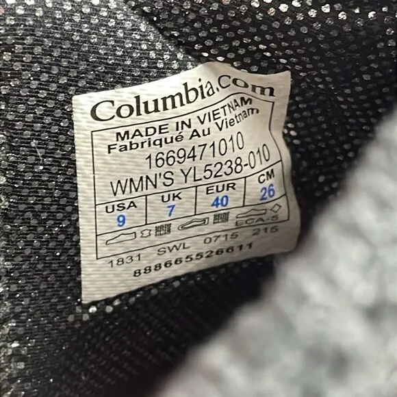 Columbia Omni-Heat Shorty Waterproof Black Suede Women’s Sz 9 Winter Snow Boots