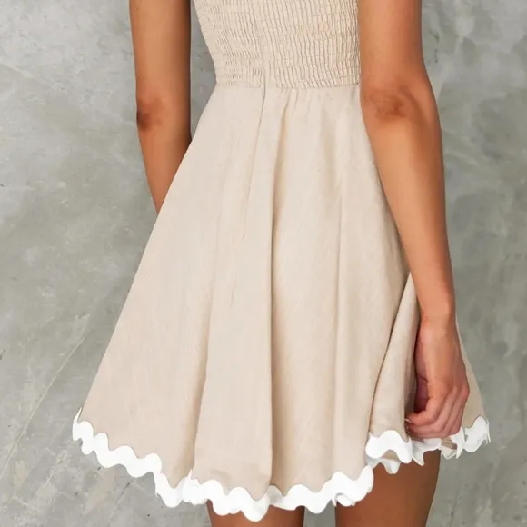 Contour Charm Square Neck Dress - Tan