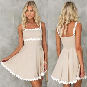 Contour Charm Square Neck Dress - Tan