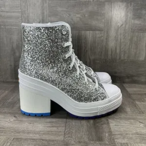 Converse 70 De Luxe Heel High Pride Proud Women's size 10.5 Silver Glitter Shoes