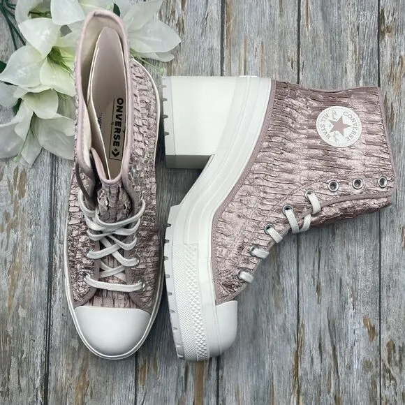 Converse Chuck 70 De Luxe Heel Hightop Satin Boots Shoes SneakersSize 12.5