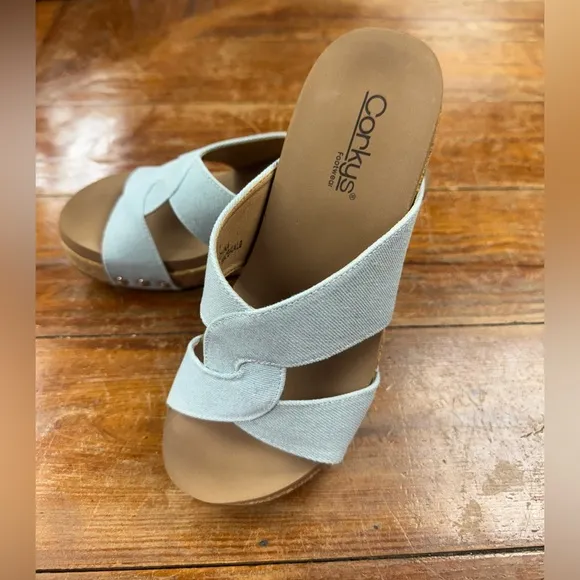 Corkys Bonny Style Blue Wedge