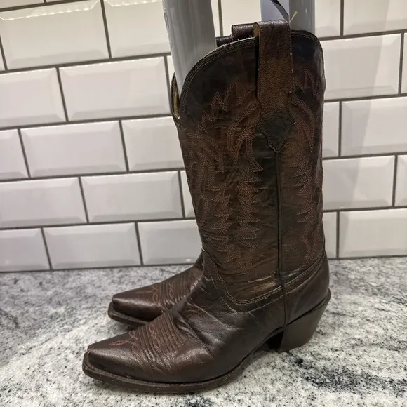 CORRAL Womens Western Brown Metallic Leather BOOTS 7 M Rodeo Cowgirl Pointed Toe